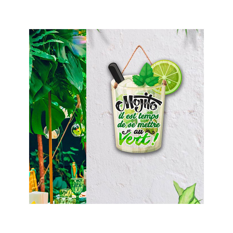 Affiche En Bois Humoristique Mojito Il Est Temps De Se Mettre Au Vert Sur Cadeaux Et Anniversaire