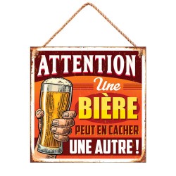 Plaque Métallique Une Bière peut en cacher une autre