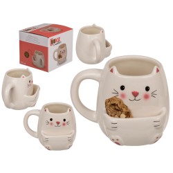 Tasse Chat avec Poche Porte-Biscuit