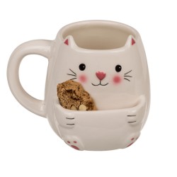 Tasse Chat avec Poche Porte-Biscuit