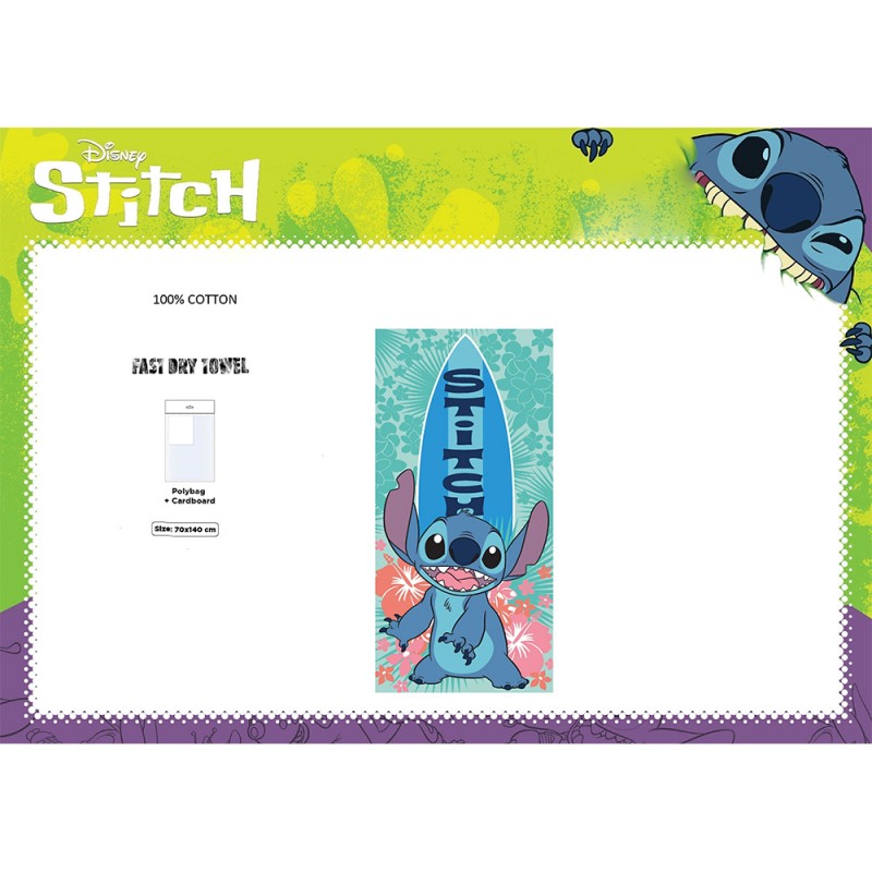 Serviette Disney Lilo et Stitch - 70x140cm - Serviette de Bain - Serviette  de cours de