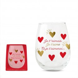 Verre Arrondi Romantique Je t'aimais, je t'aime et je t'aimerai