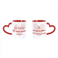 Coffret Duo Les Mugs des Amoureux Cœurs Rouges