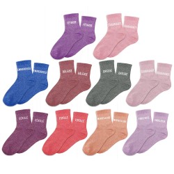 Chaussettes Paillettes Colorées Mot Fantaisie