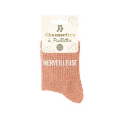 Chaussettes Paillettes Colorées Mot Fantaisie